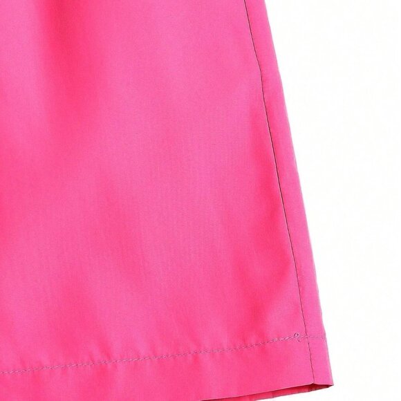 Pink Vacation Style Mens Slant Pockets Drawstring Waist Swim Trunks - Picture 4 of 4